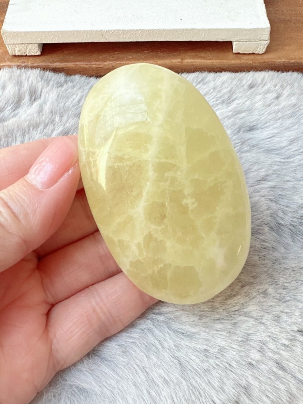 Beautiful Lemon Calcite Palm Stone